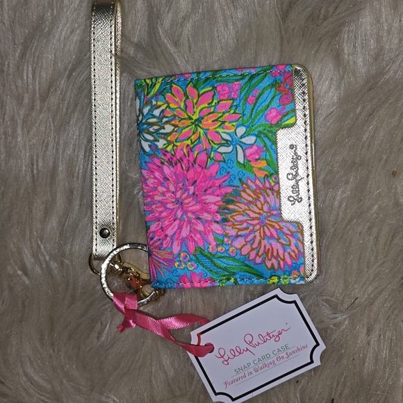 Lilly Pulitzer NWT Snap ID Card Case Walking On Sunshine - Picture 3 of 9